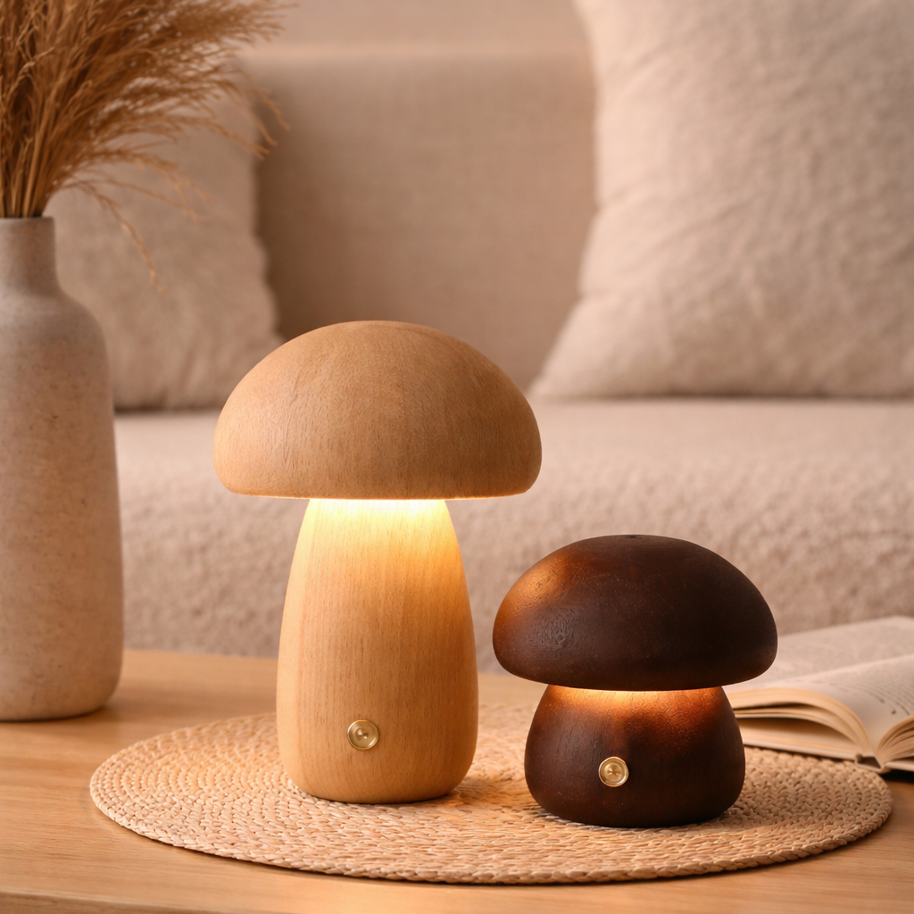 to små sopplamper på et kaffebord.