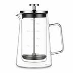 Double layered french press in glass in studio. 
