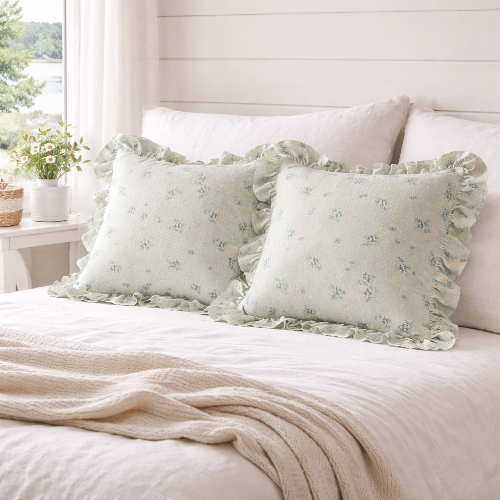 To fine puter med volanger i grønn. 