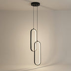 Dobbel lampe i sirkler i sort med led lys. 