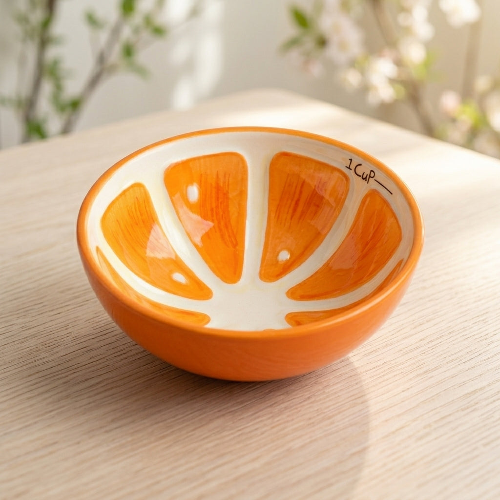 Detaljer av en oransje appelsin liten bolle til servering av små ting. 