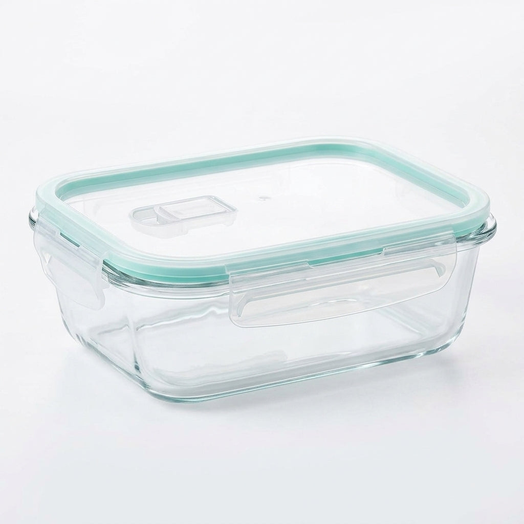 Matboks i glass med plastikk lokk. 