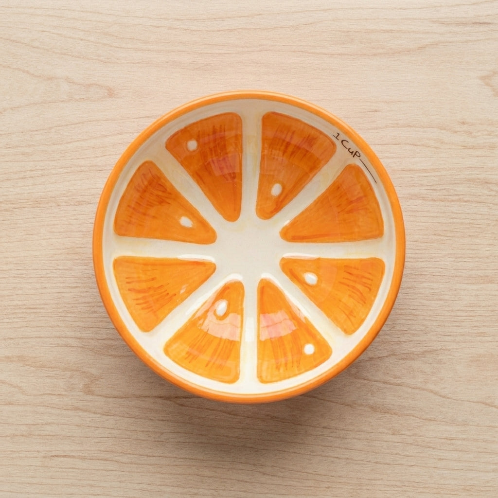 Appelsinbolle fra over med fint oransje design. 