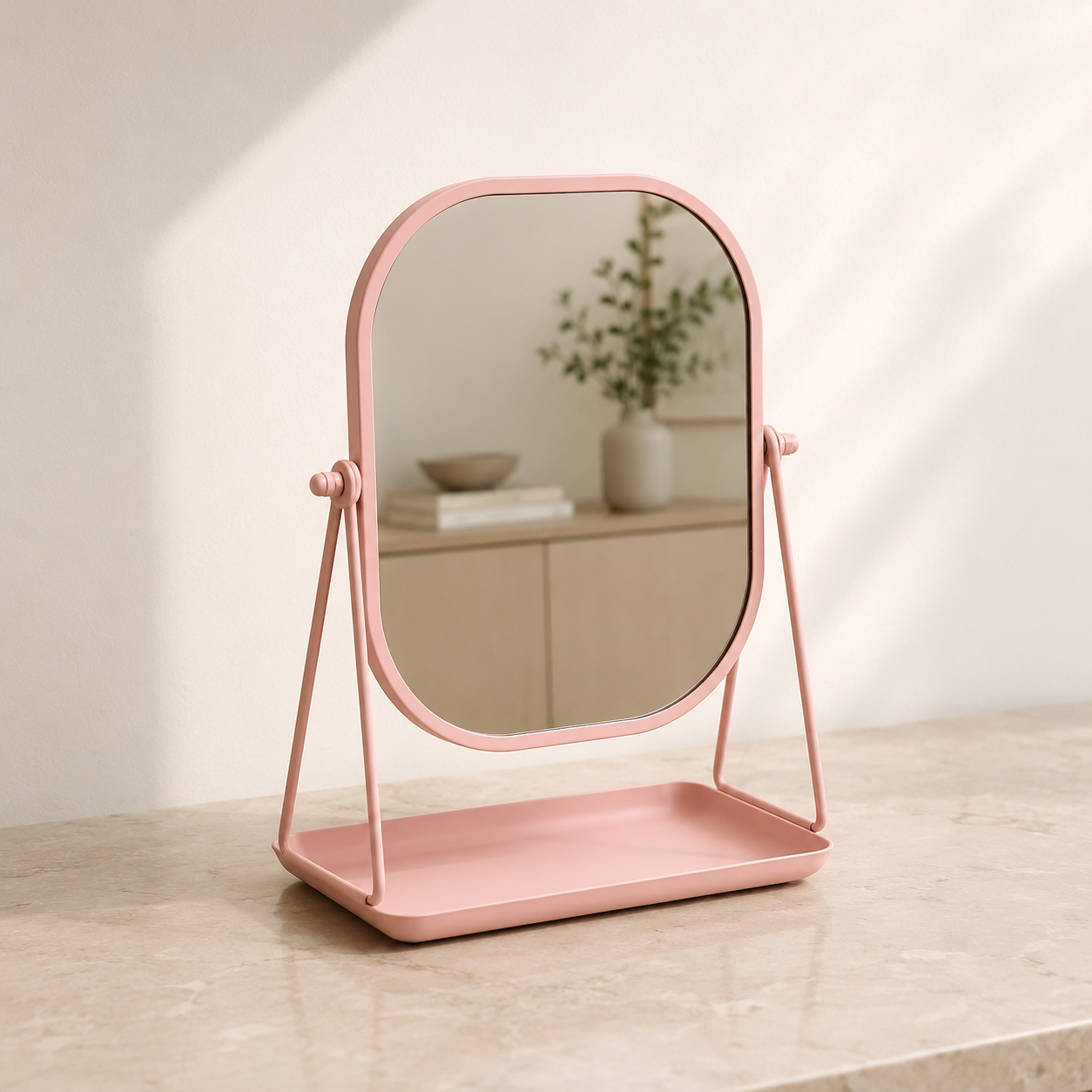 Rosa stående speil