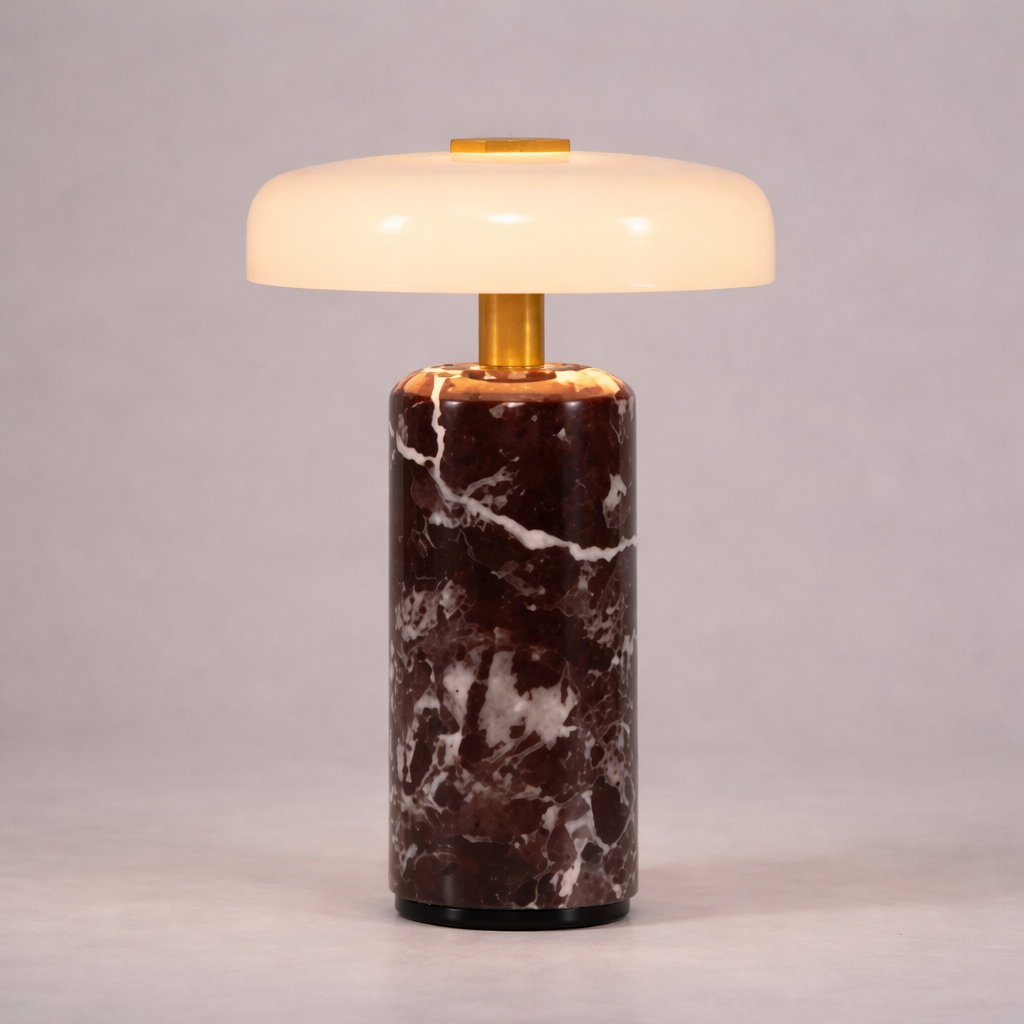 Eksklusiv bordlampe i marmor og glass