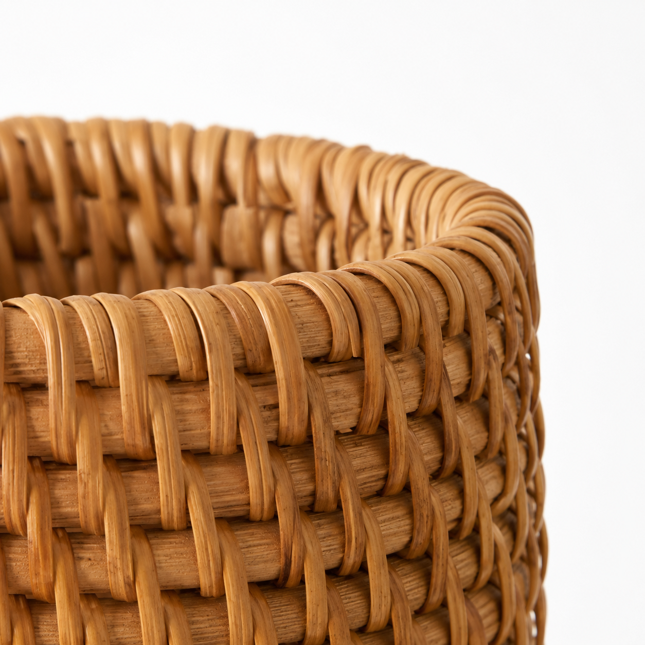 Rattan detaljer av en rattan beholder