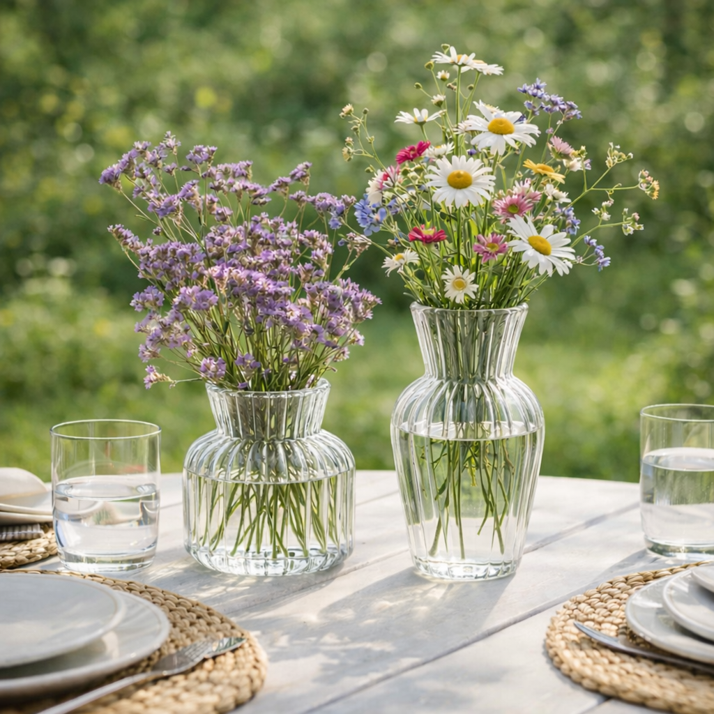 To små glassvaser til bords
