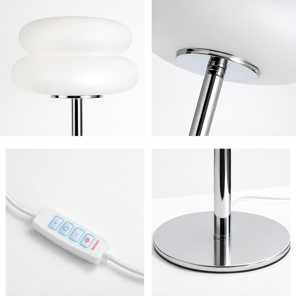 Detaljer av hvit led lampe i studio. 