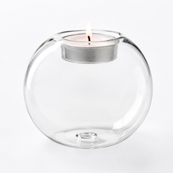 Rundt glass telysholder