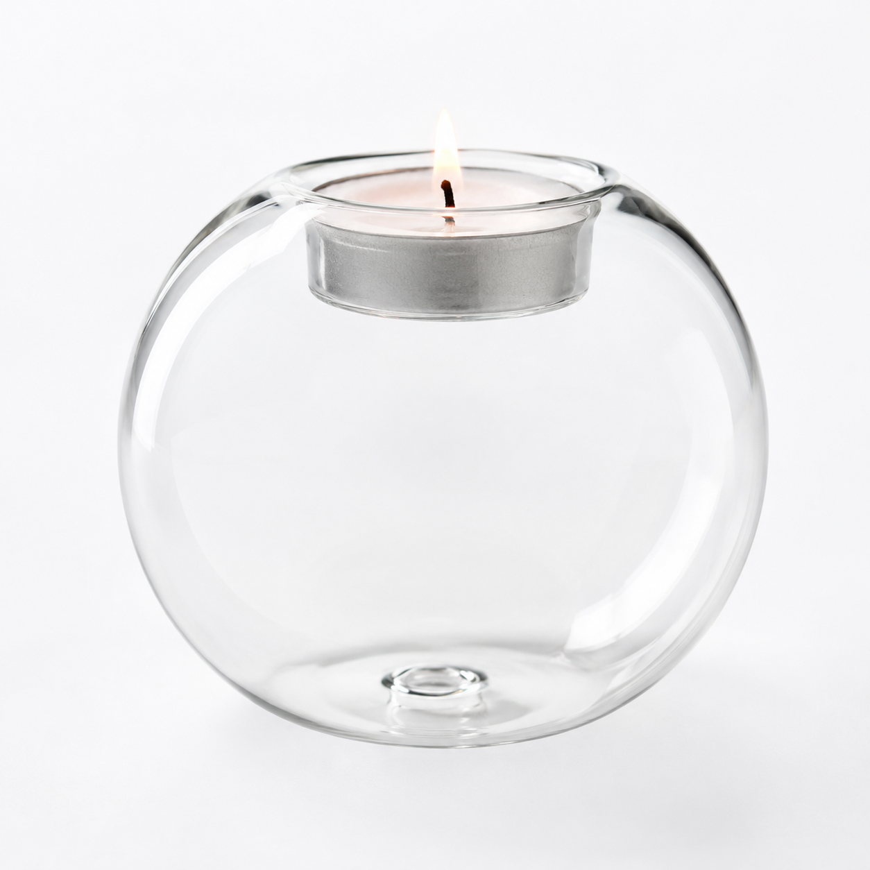 Rundt glass telysholder