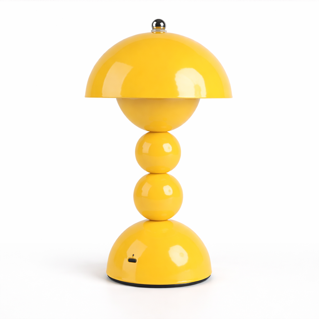 Gul lampe i ult design i studio