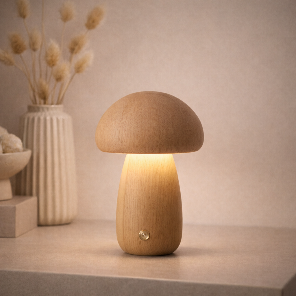 Mini sopp lampe med justerbart ys og fin bakgrunn