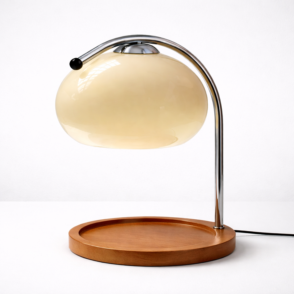 White lamp in a gray studio