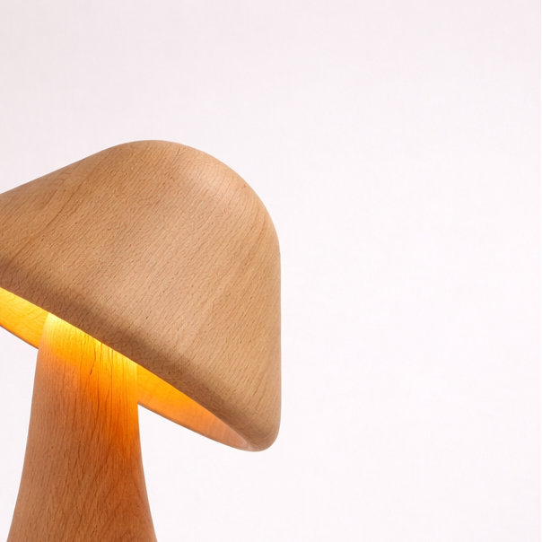 Detailjer av sopplampen i tre. 