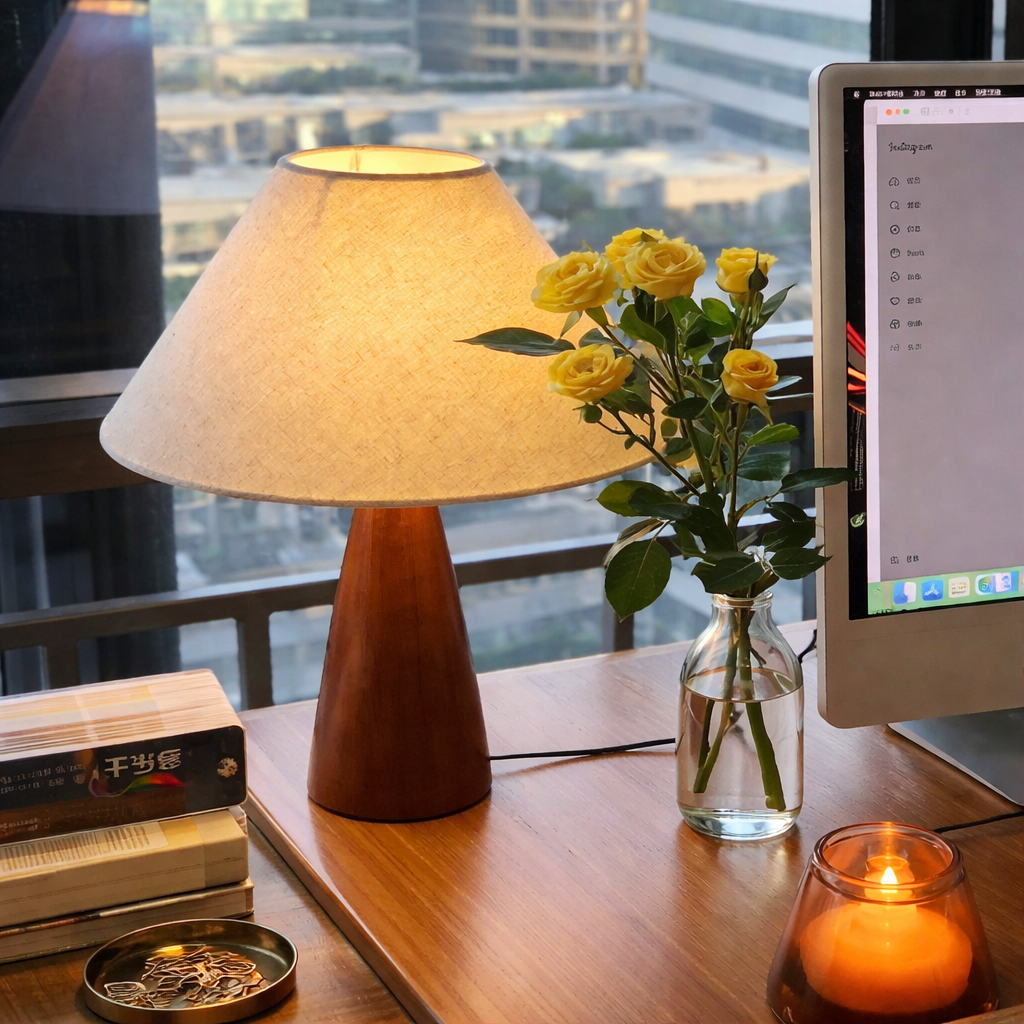 Tradisjonell lampe på et kontor.