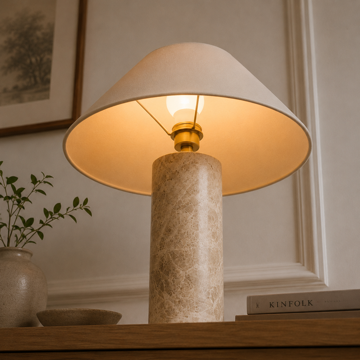 Under the lamp with socket in a nice room. 