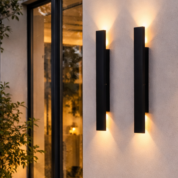 Moderne LED Vegglampe Utendørs – Opp/Ned Lys i Aluminium