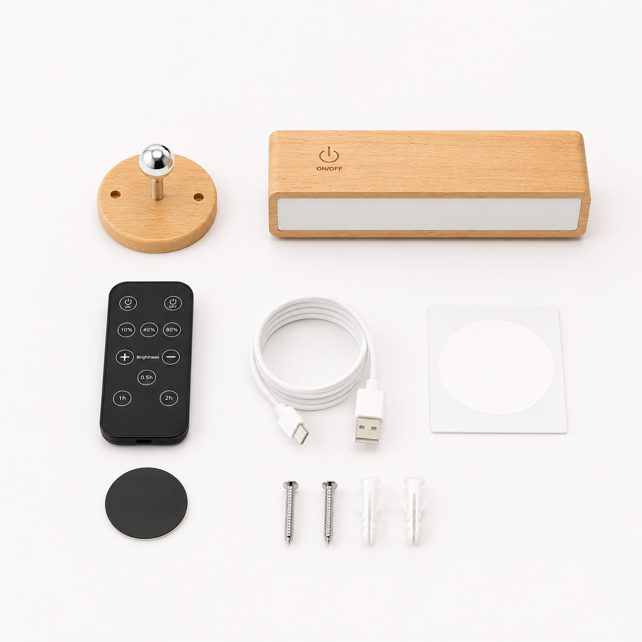 Oppladbar LED Vegglampe i Tre - Set med 2