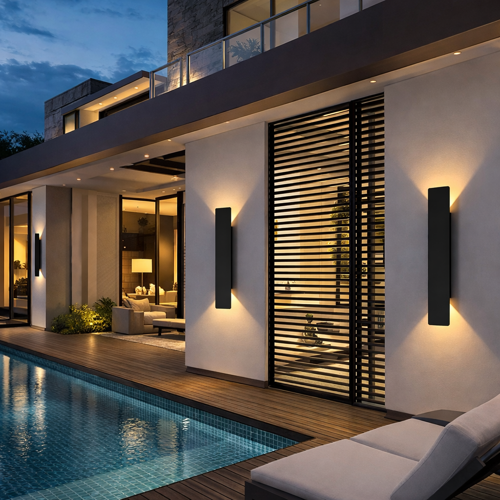 Moderne LED Vegglampe Utendørs – Opp/Ned Lys i Aluminium