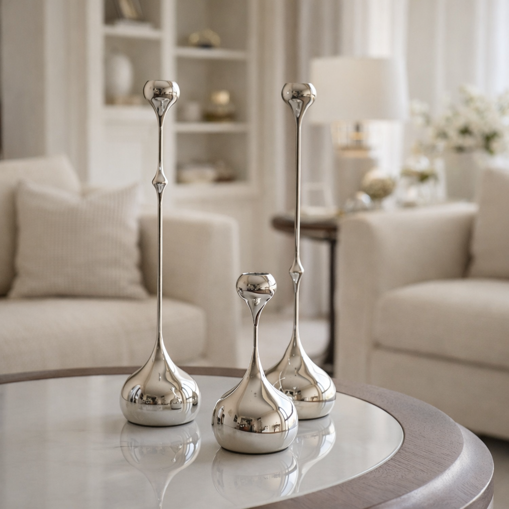 Lysestake i Rustfritt Stål – Skulpturell Form