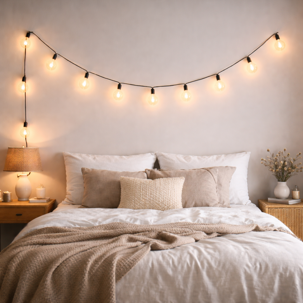 Lyslenke på et søtt soverrom. 