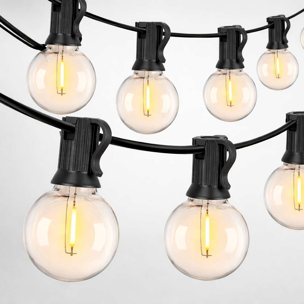 Lyslenke med pærer i studio. 