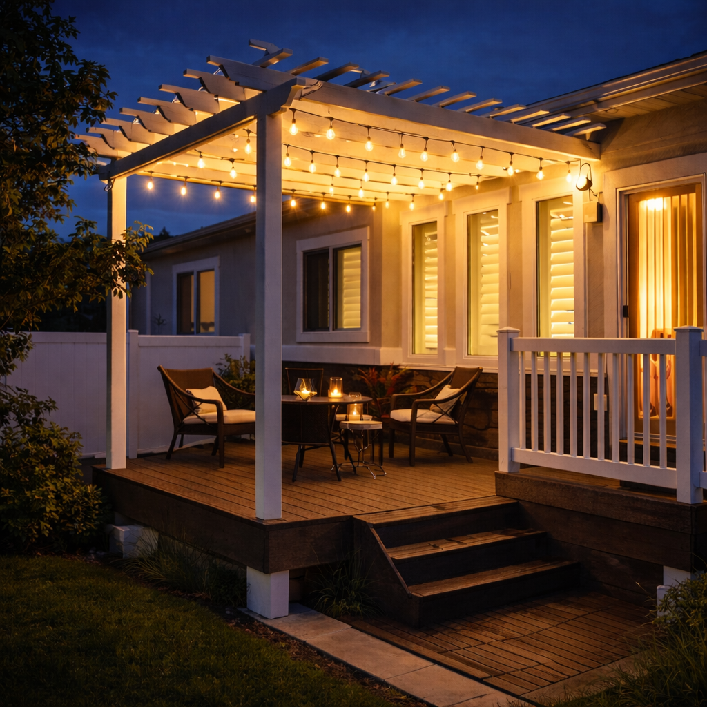 Fin lyslenke ute på terrassen. 