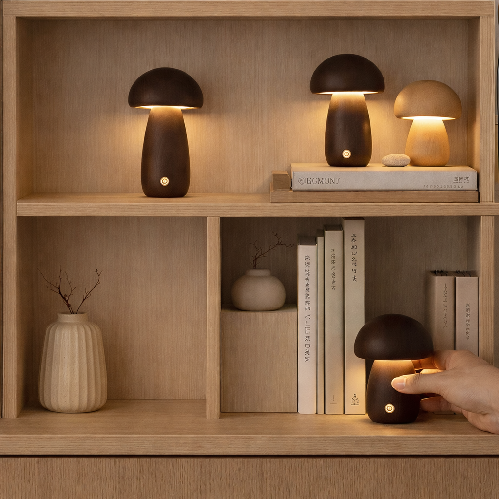 Flere sopplamper i en hylle