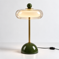 Bordslampa i glas och metall med grön fot
