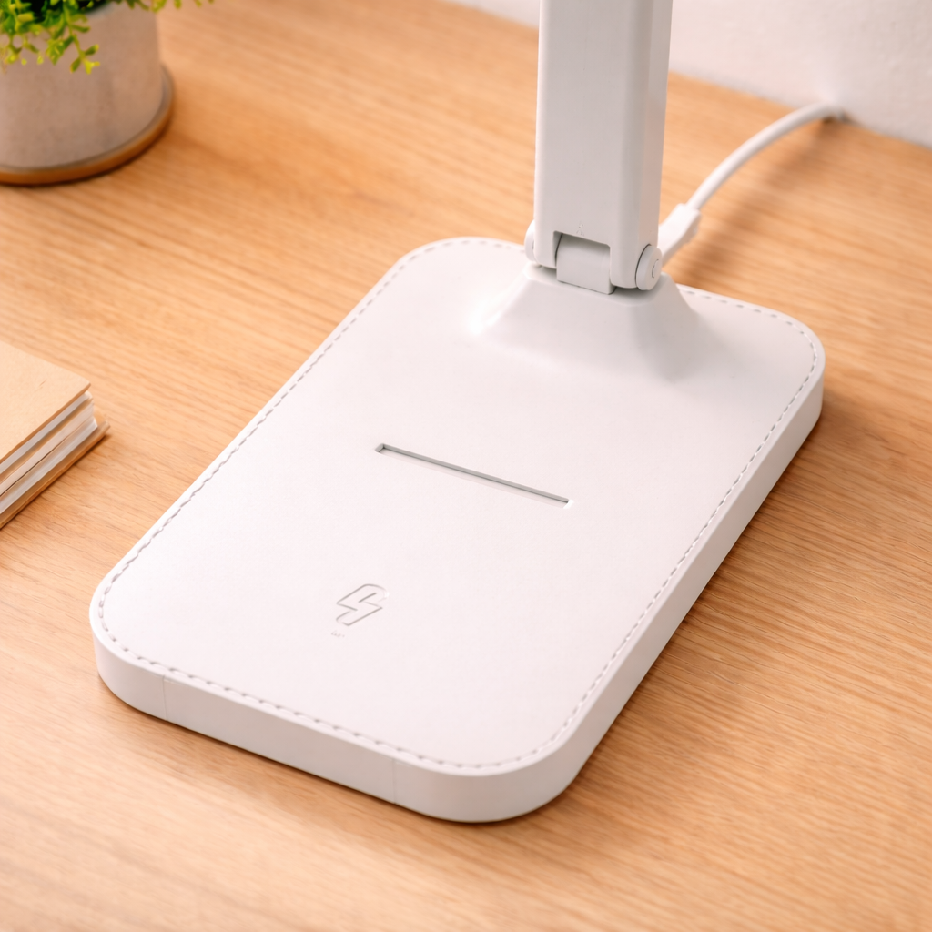 Lampe hvor man kan lade mobil.