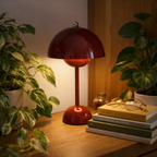 Cute mini lamp in a room full of books and lamps