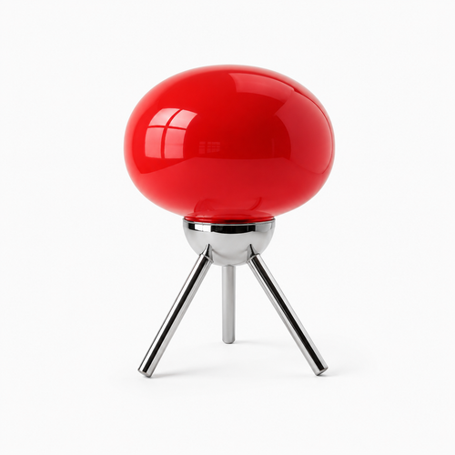 Rød lampe i et hvitt studio