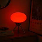 Rød oval rund lampe i et rom
