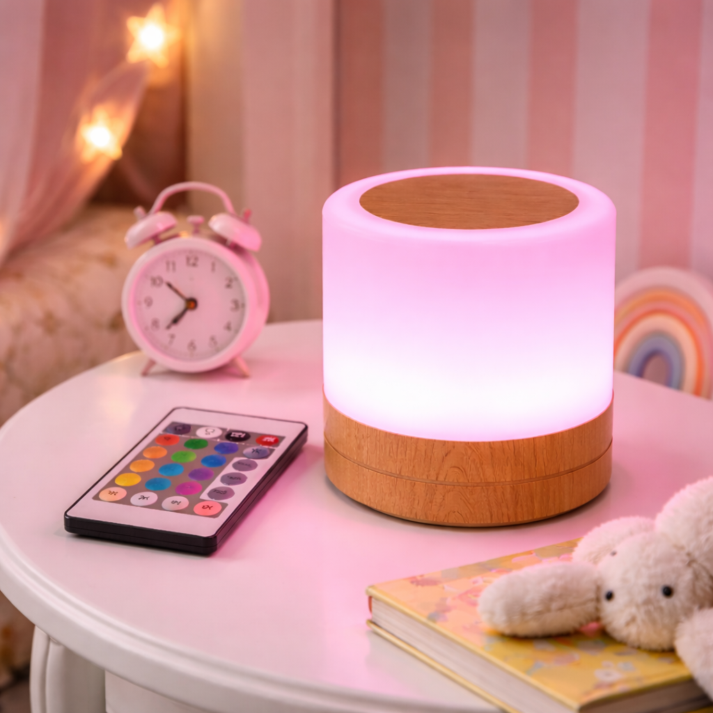 Led lampe med rosa lys til barn opg voksne. 