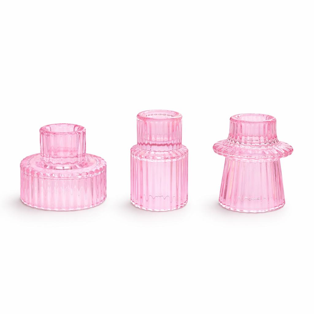 Rosa lysestaker 3 pakk.