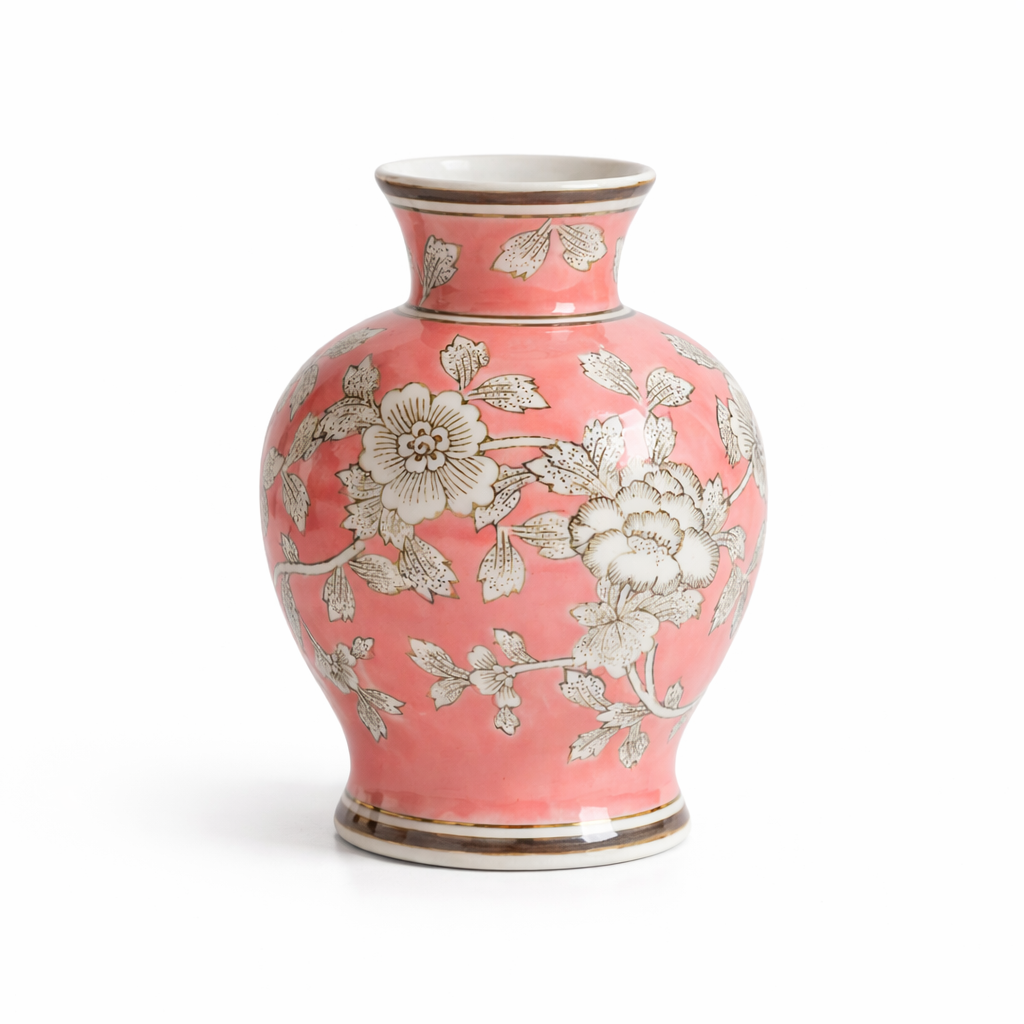 Dekorativ Porselensvase med Blomstermønster