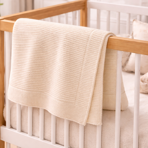 Bomull Babyteppe | Mykt Strikket Babypledd til Vogn og Seng
