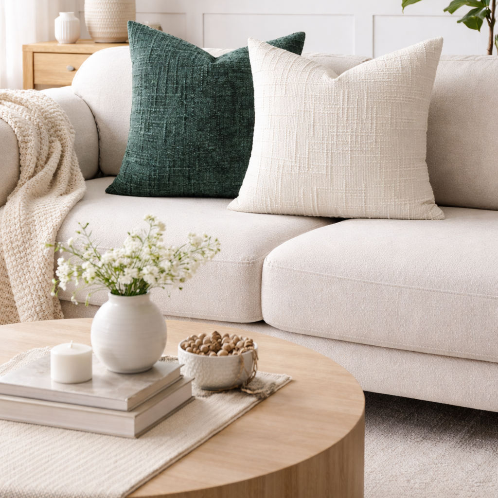 Fine puter i sofa med tekstur