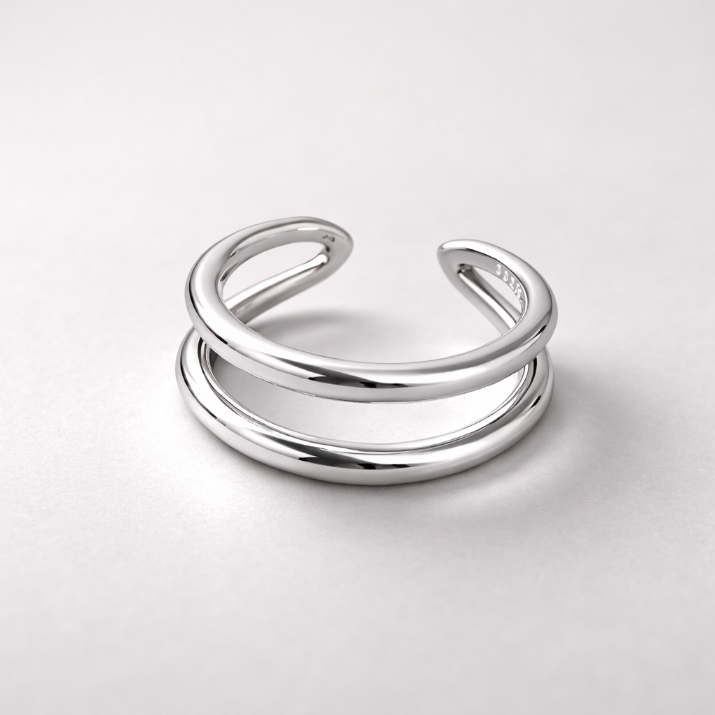 Sølv ring dobbel i onesize i sterling silver.