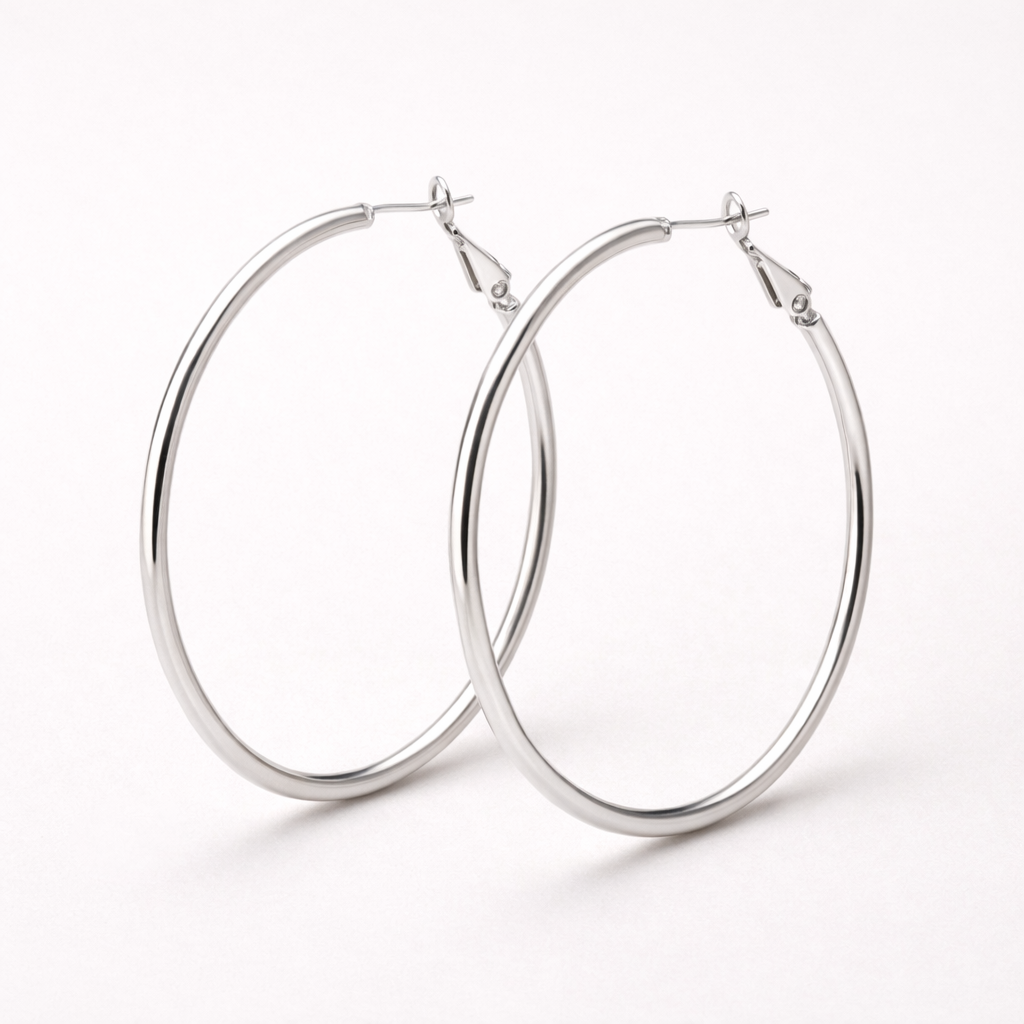 Et par sølv øredobber hoops i sterling sølv.