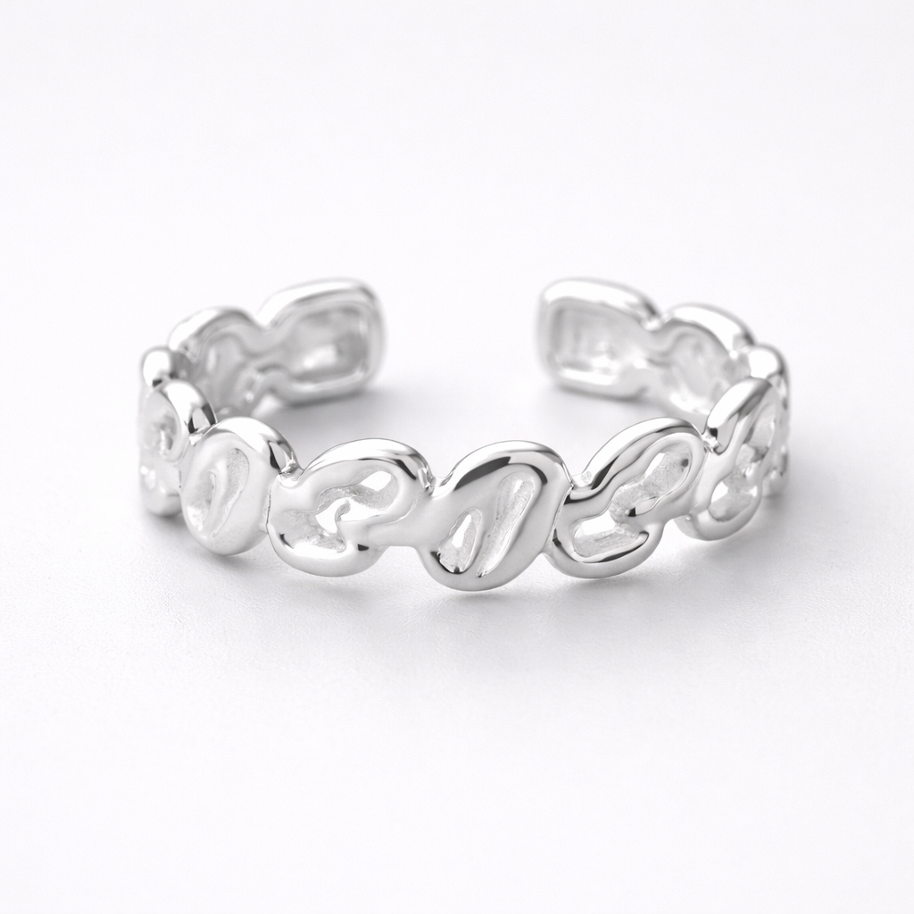 Justerbar Ring i 925 Sterling Sølv – Organisk Design
