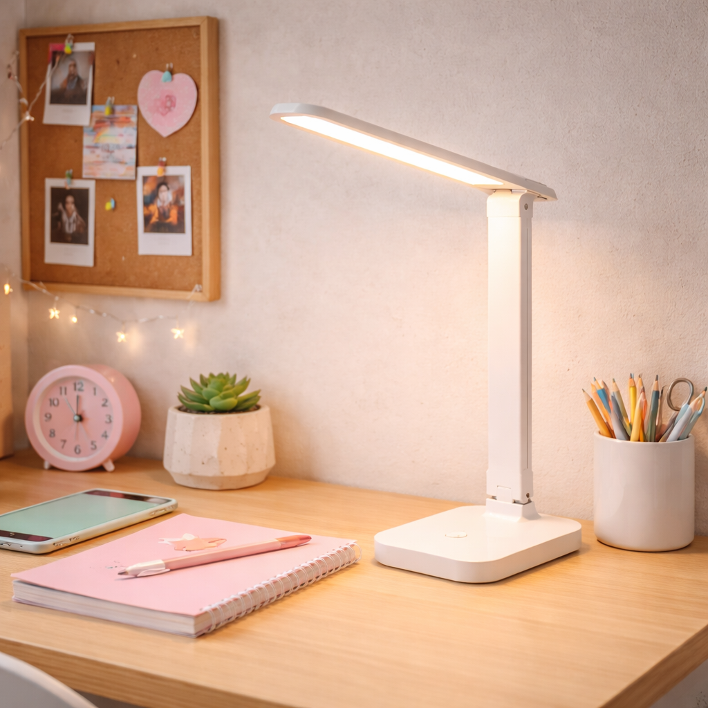 Lampe på tennåringsrom. 