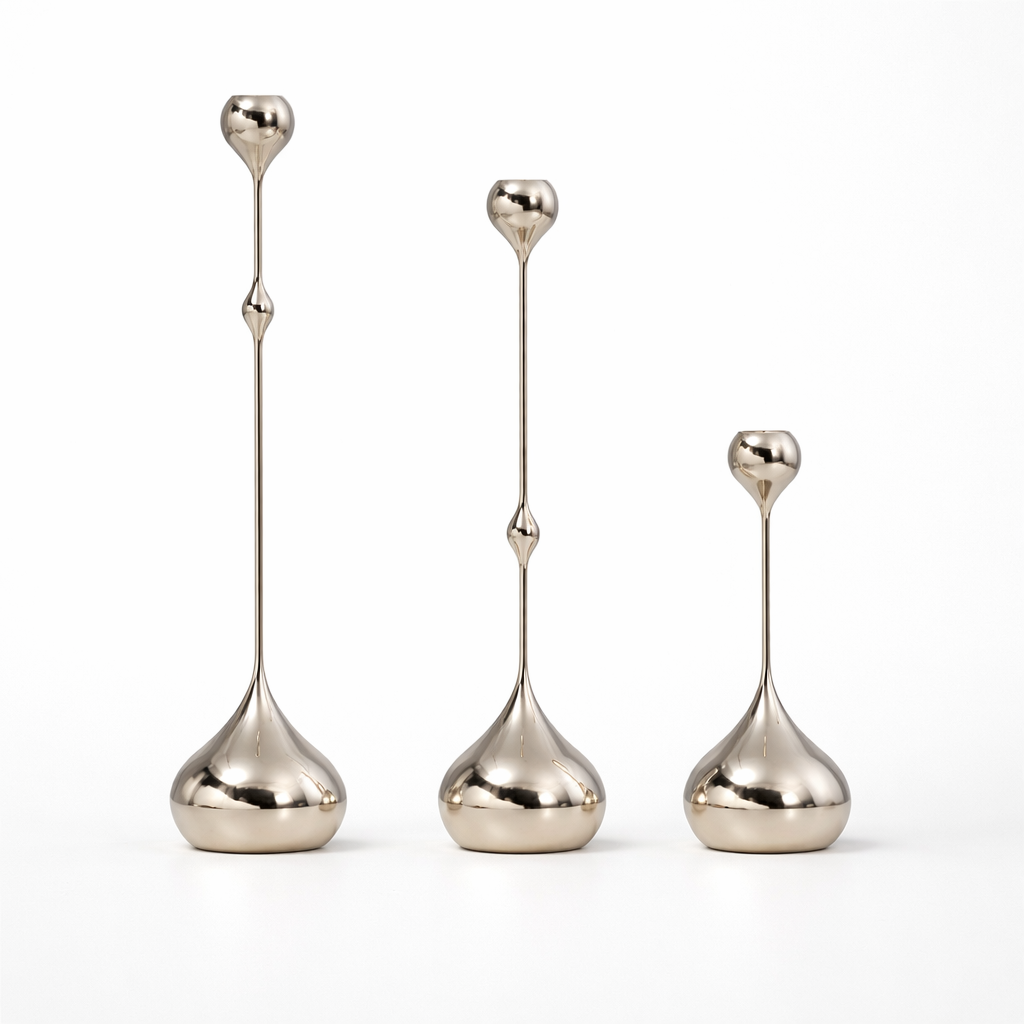 Lysestake i Rustfritt Stål – Skulpturell Form