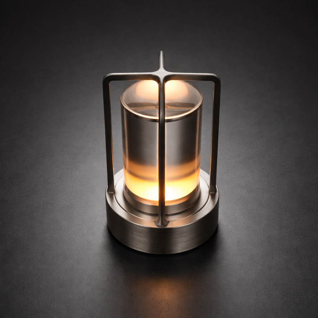 Oppladbar LED Bordlampe i Aluminium & Krystall – Touch Dimmer Atmosfærelampe