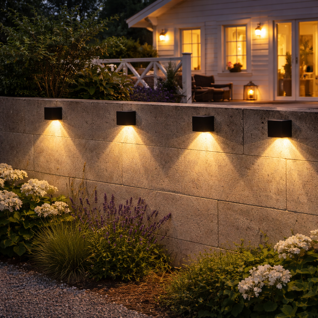 Solar LED Vegglampe – Utendørs Firkantet Vegglys for Hage, Gjerde og Terrasse