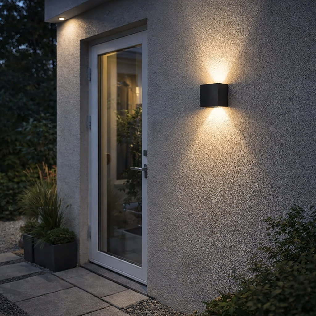 Lekkert utelys utenfor bakdør.