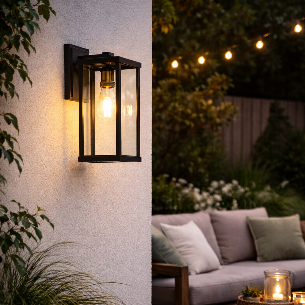 Vegglampe på en veranda område.