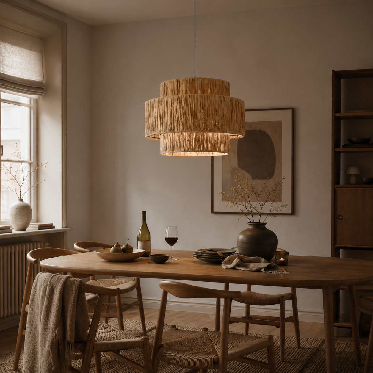 Håndlaget Pendellampe – Boho Taklampe i Naturmateriale